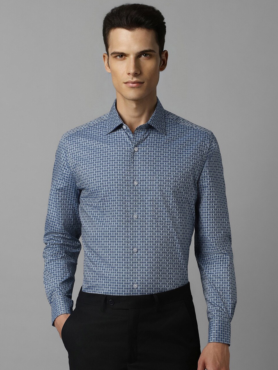 

Louis Philippe Micro Ditsy Printed Formal Shirt, Blue
