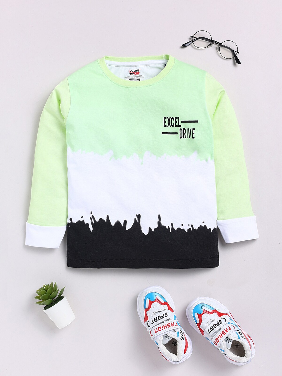 

SmartRAHO Boys Printed Long Sleeves Cotton T-shirt, Lime green