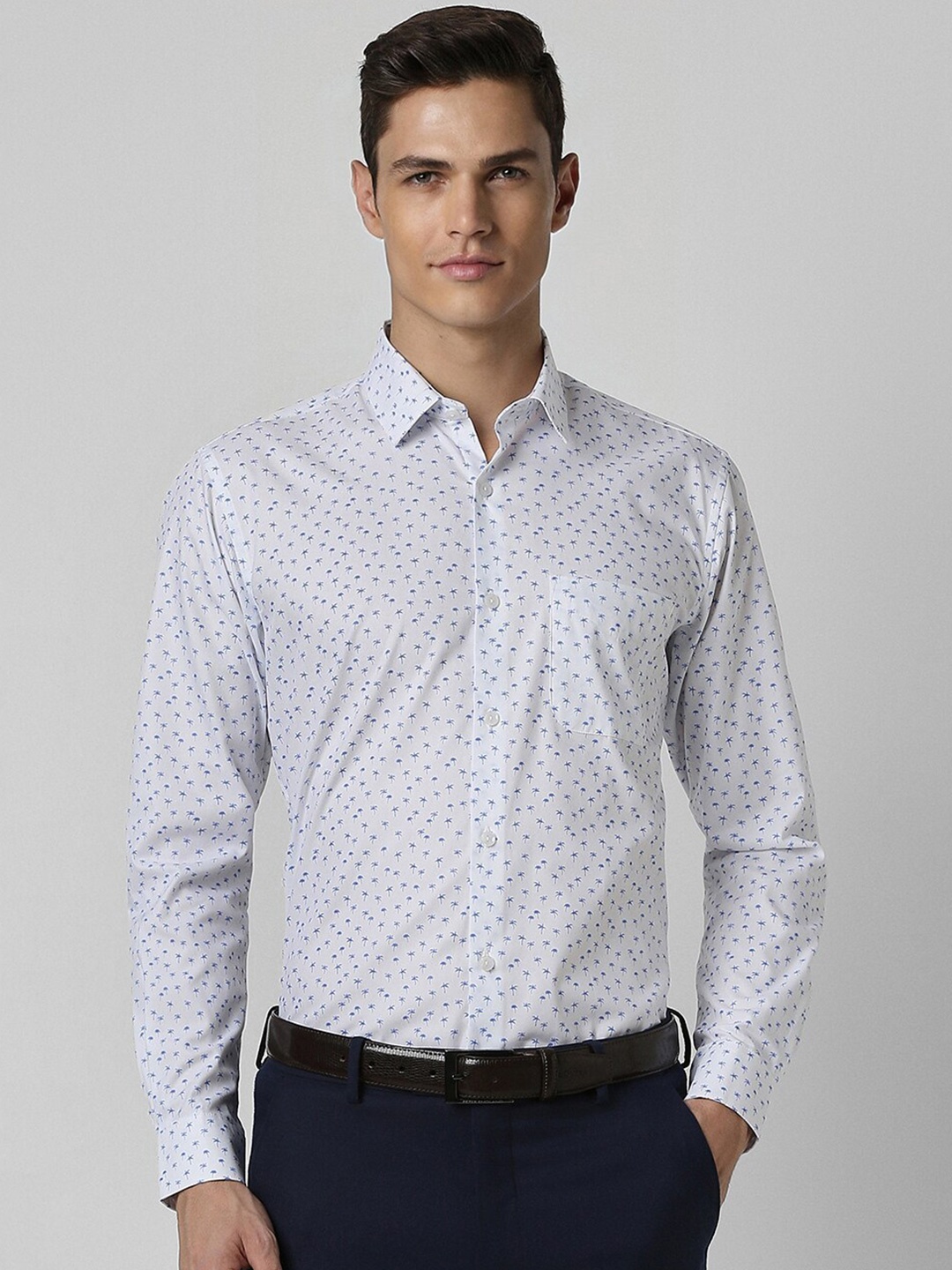 

Peter England Micro Ditsy Printed Spread Collar Formal Shirt, White