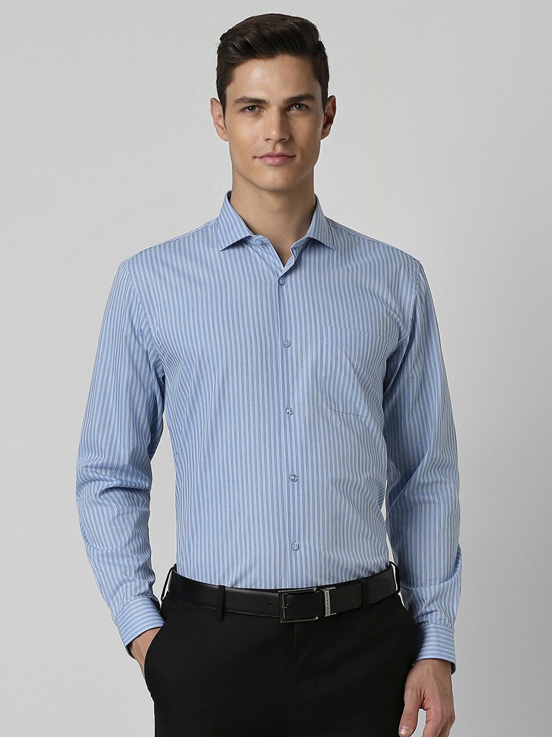 

Peter England Striped Spread Collar Formal Shirt, Blue