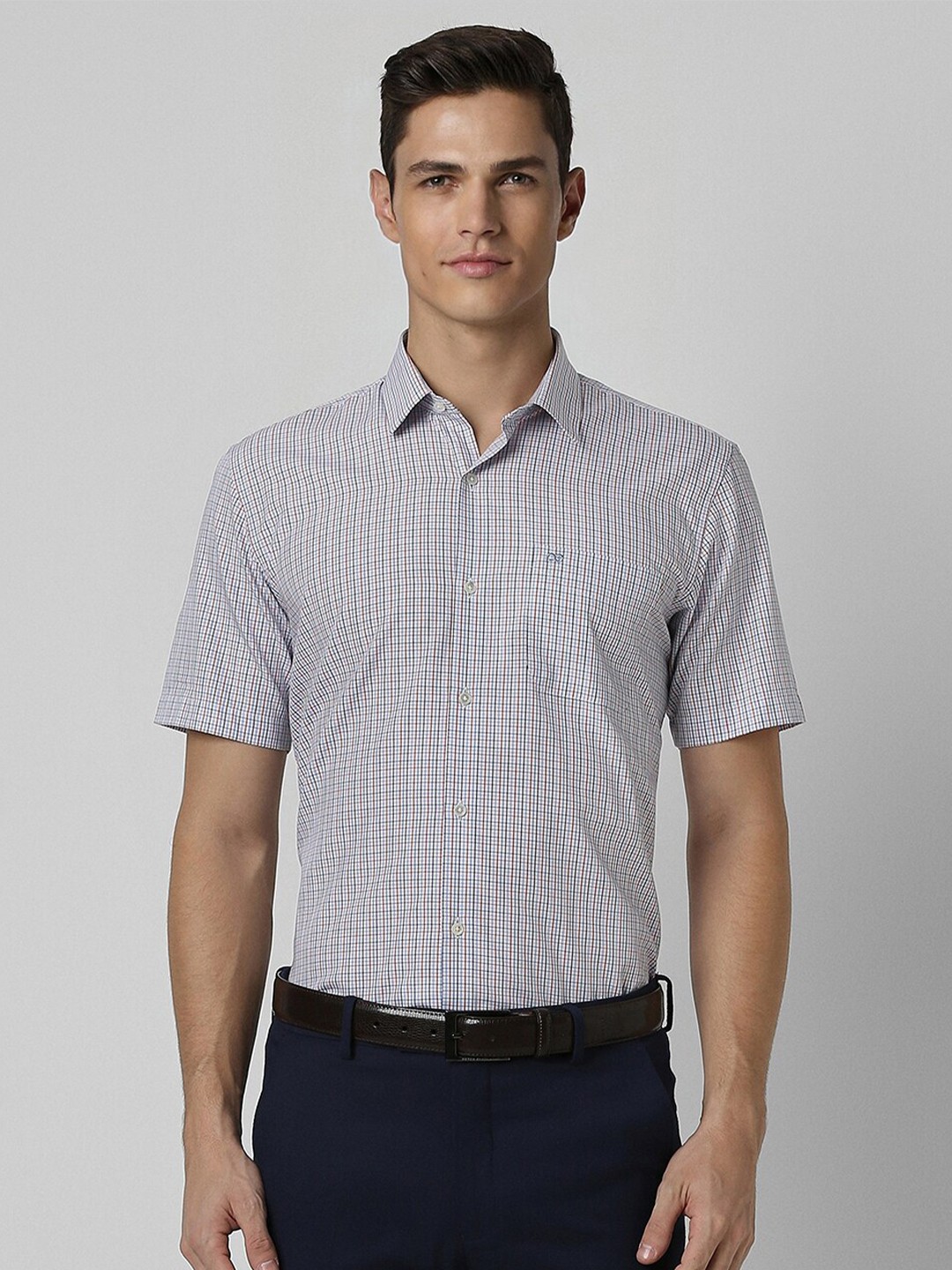 

Peter England Tartan Checks Pure Cotton Formal Shirt, White