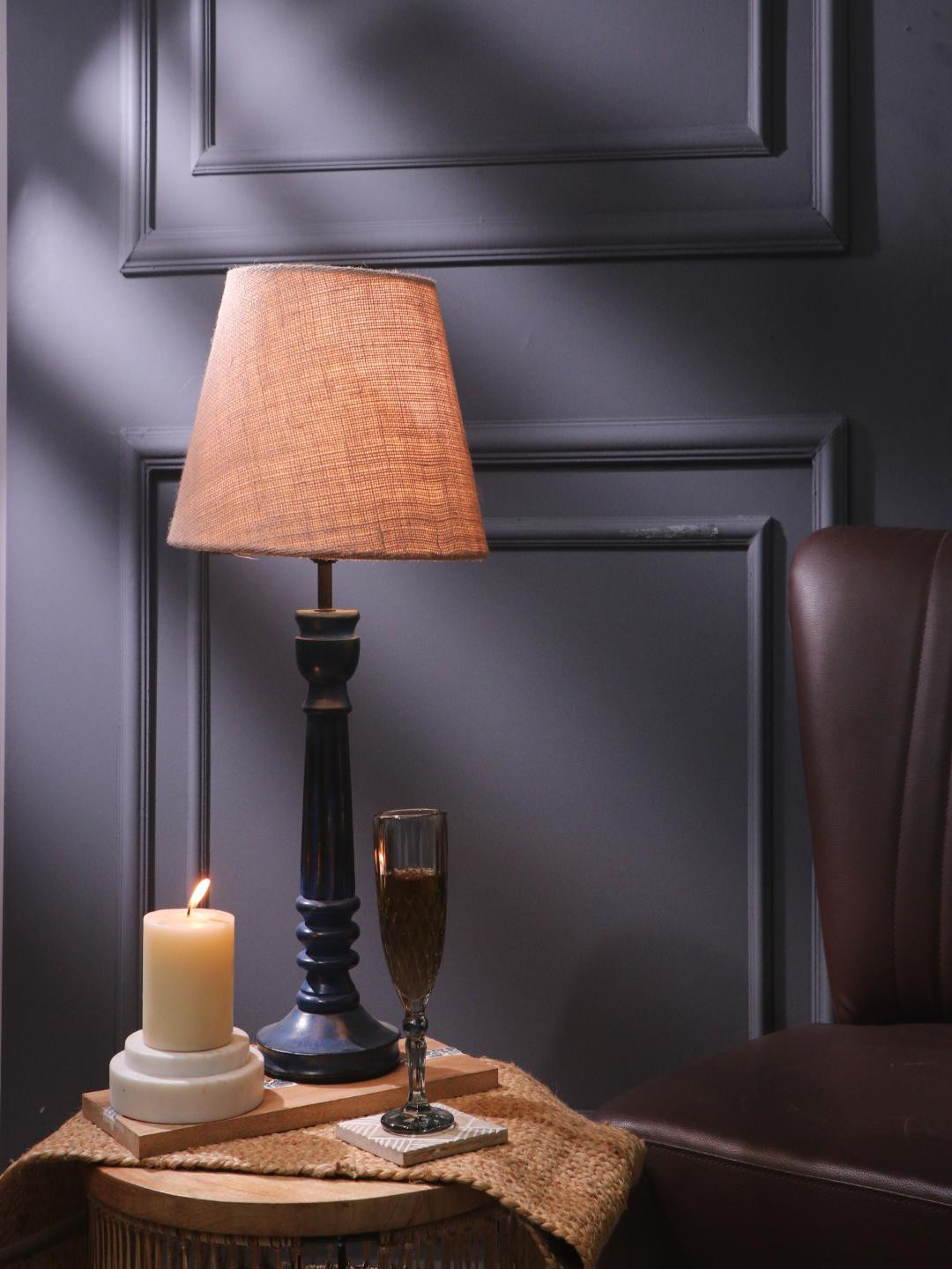

The Decor Mart Beige & Blue Textured Table Lamp