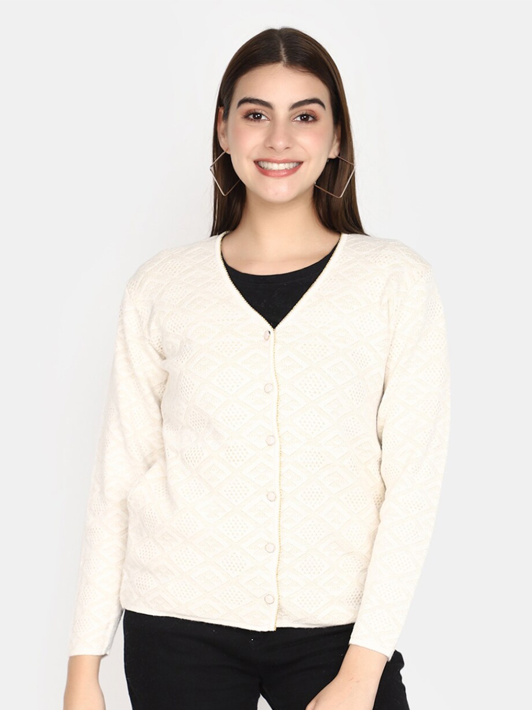 

V-Mart V-Neck Cotton Sweatshirt, Off white