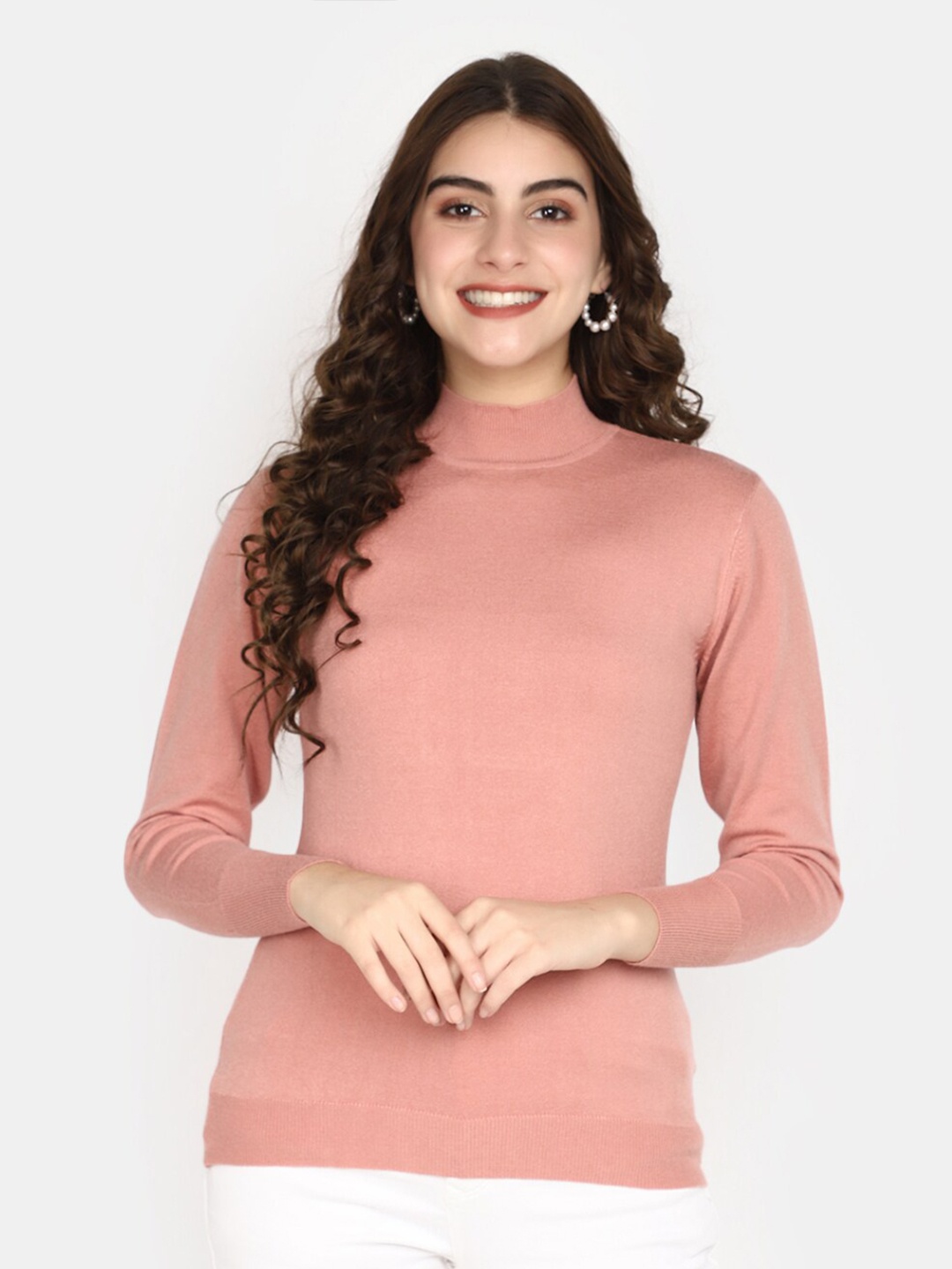 

V-Mart Turtle Neck Cotton Sweatshirt, Pink