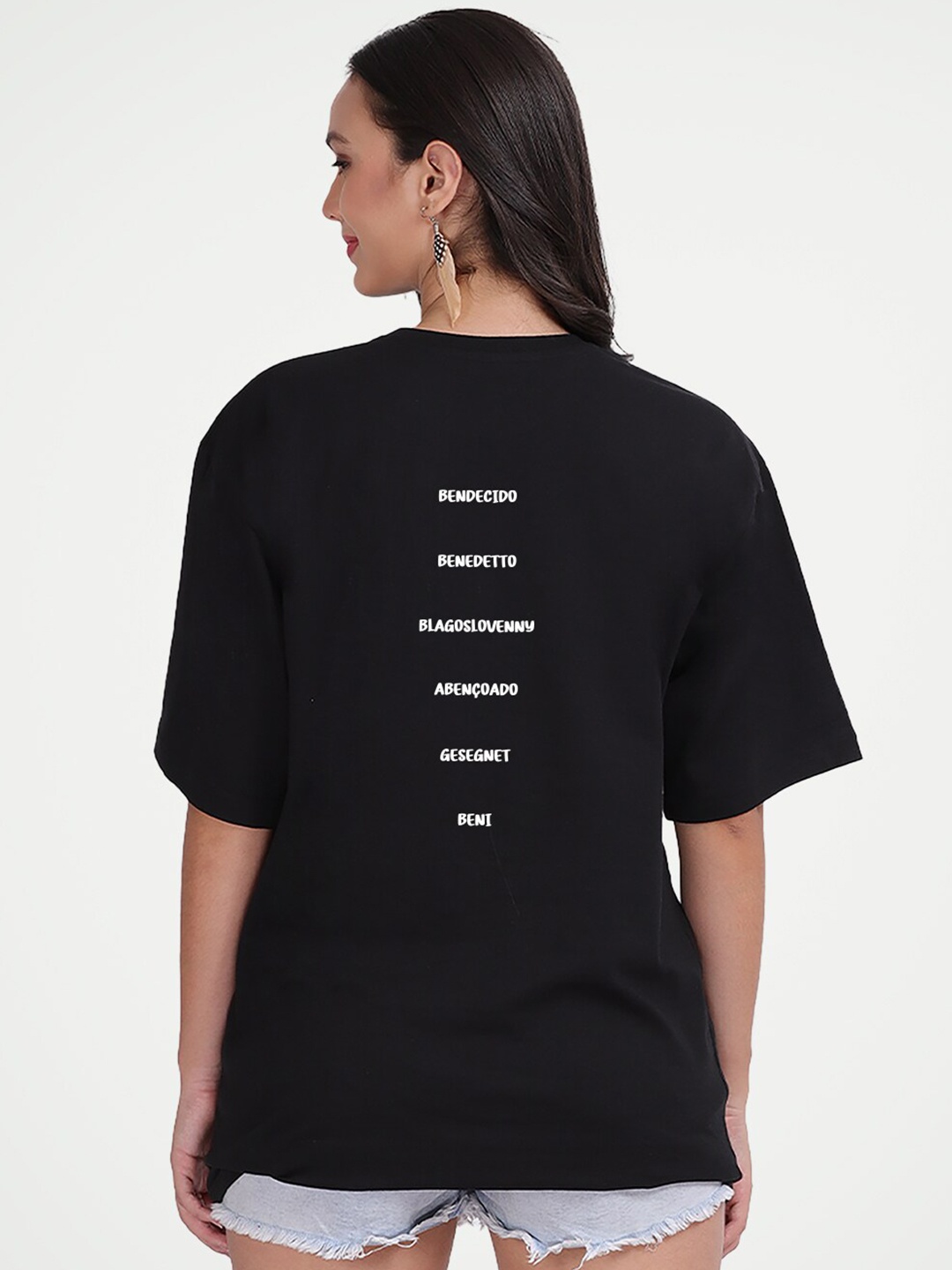 

Mad Over Print Blessed Printed Cotton Oversized T-shirt, Black