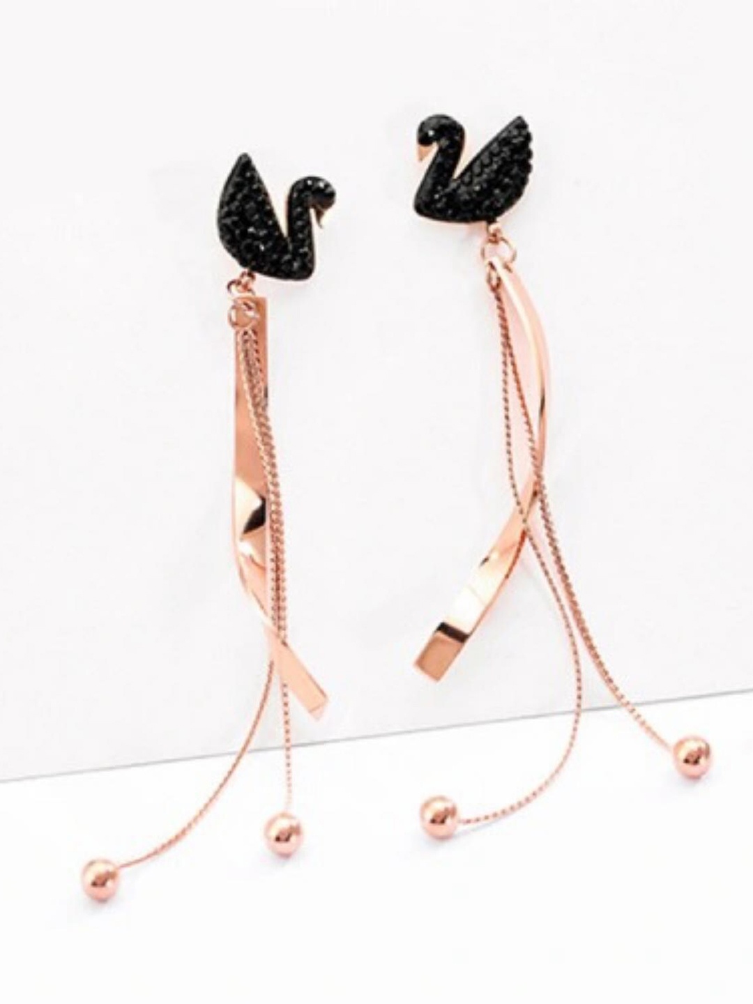 

MYKI Rose Gold-Plated Contemporary Drop Earrings