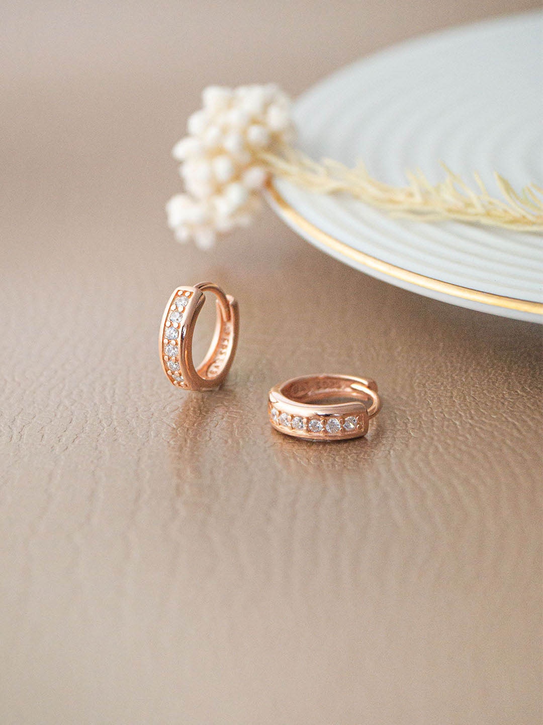 

MANNASH Rose Gold Plated Sterling Silver Classic Studs Earrings