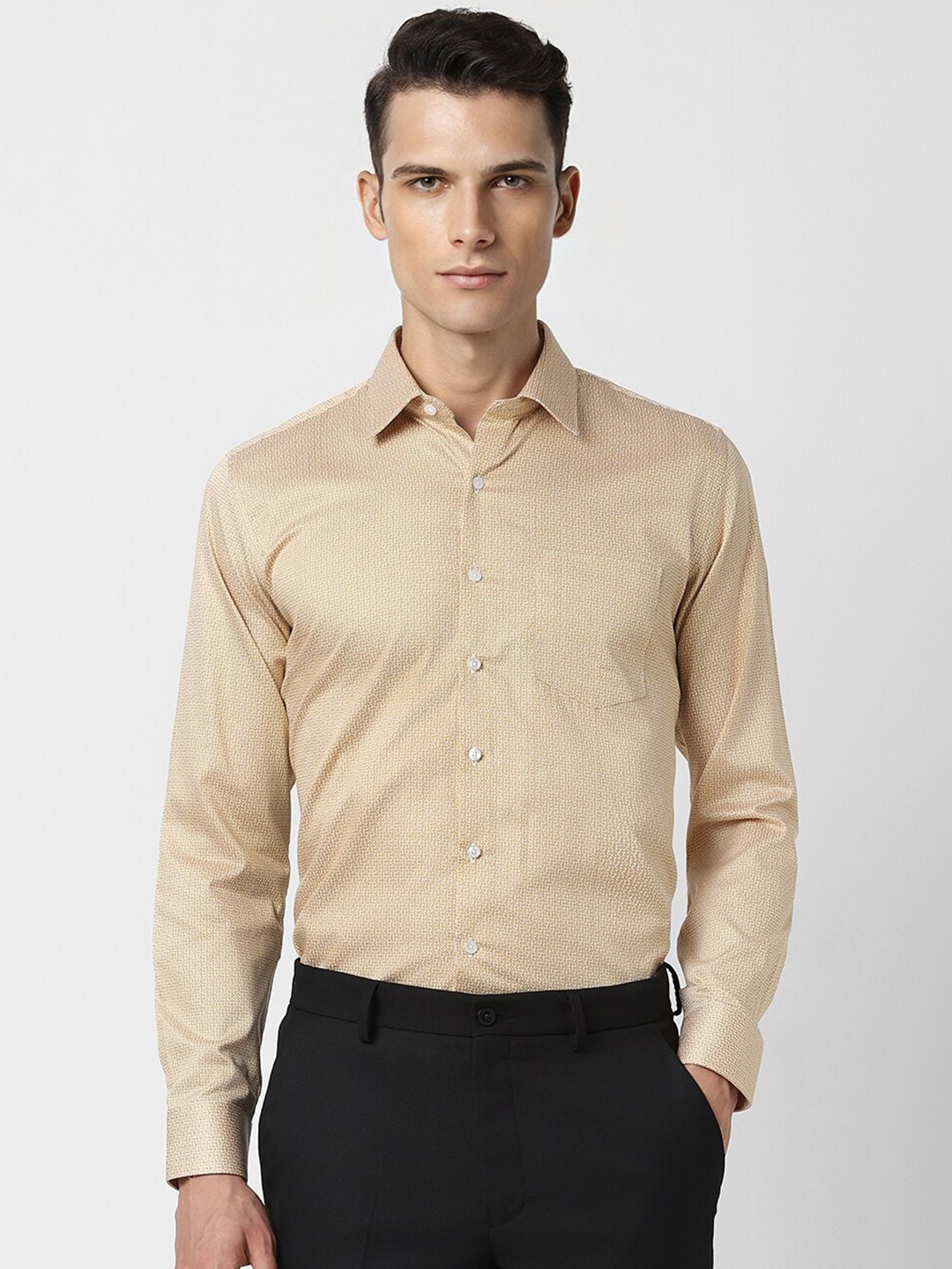 

Van Heusen Micro Ditsy Printed Pure Cotton Formal Shirt, Yellow