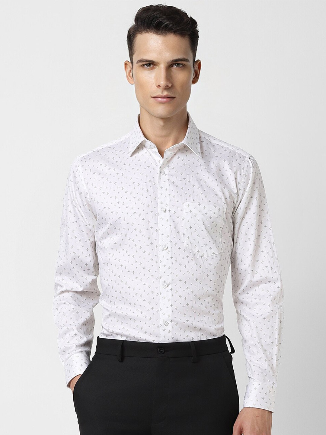 

Van Heusen Micro Ditsy Printed Pure Cotton Formal Shirt, White