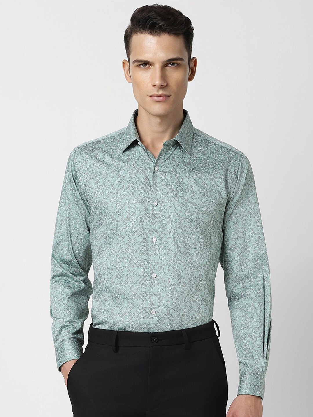 

Van Heusen Floral Printed Pure Cotton Formal Shirt, Green