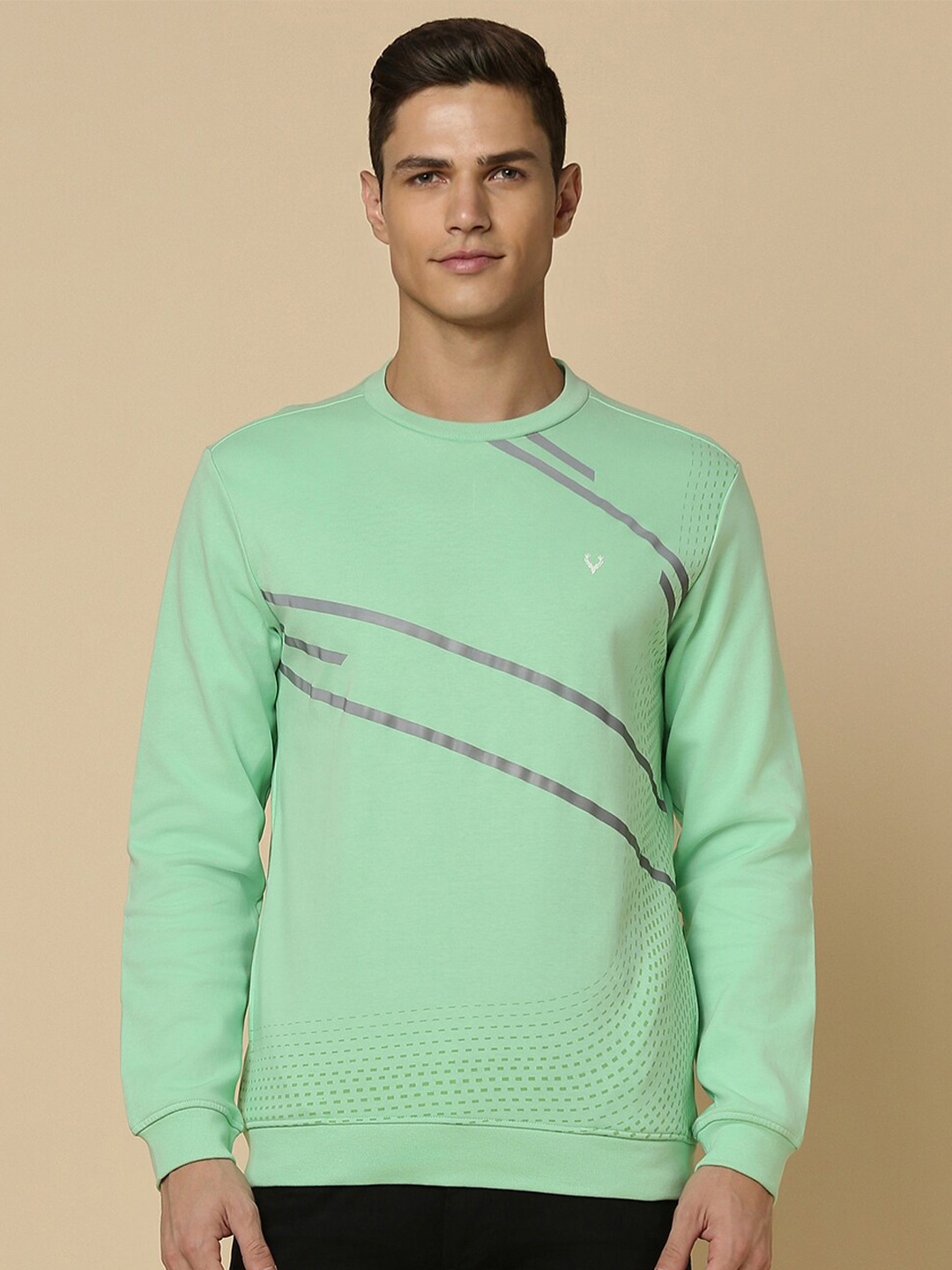 

Allen Solly Striped Pure Cotton Pullover, Green