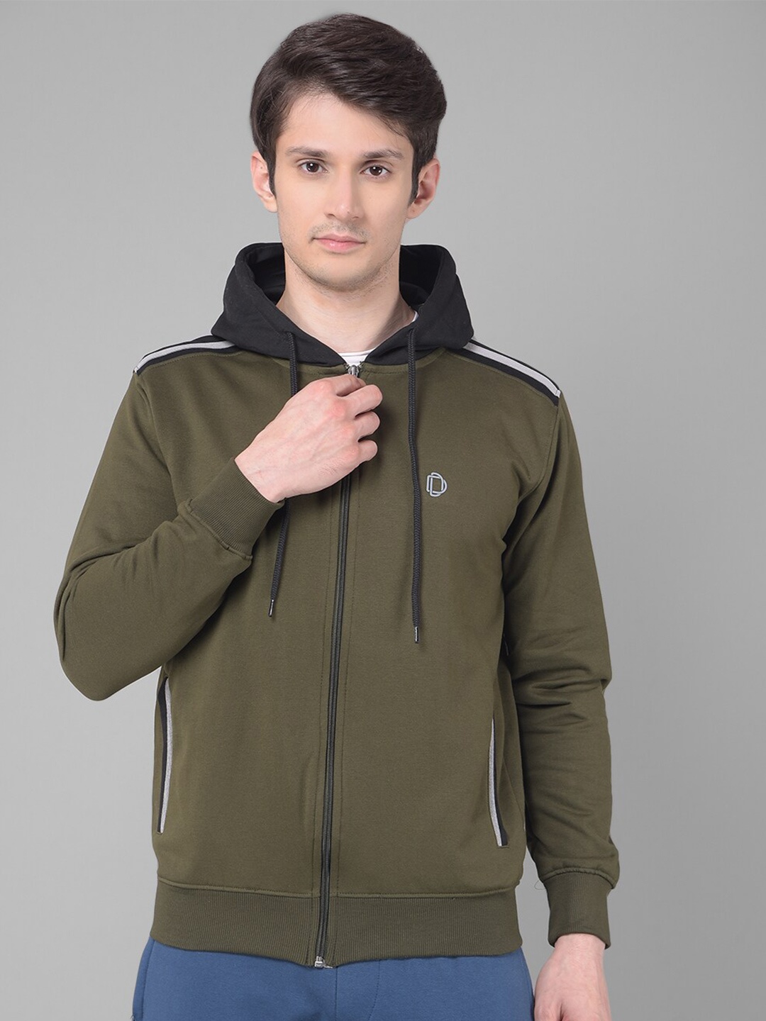 

Dollar Hooded Cotton Front-Open Sweatshirt, Green