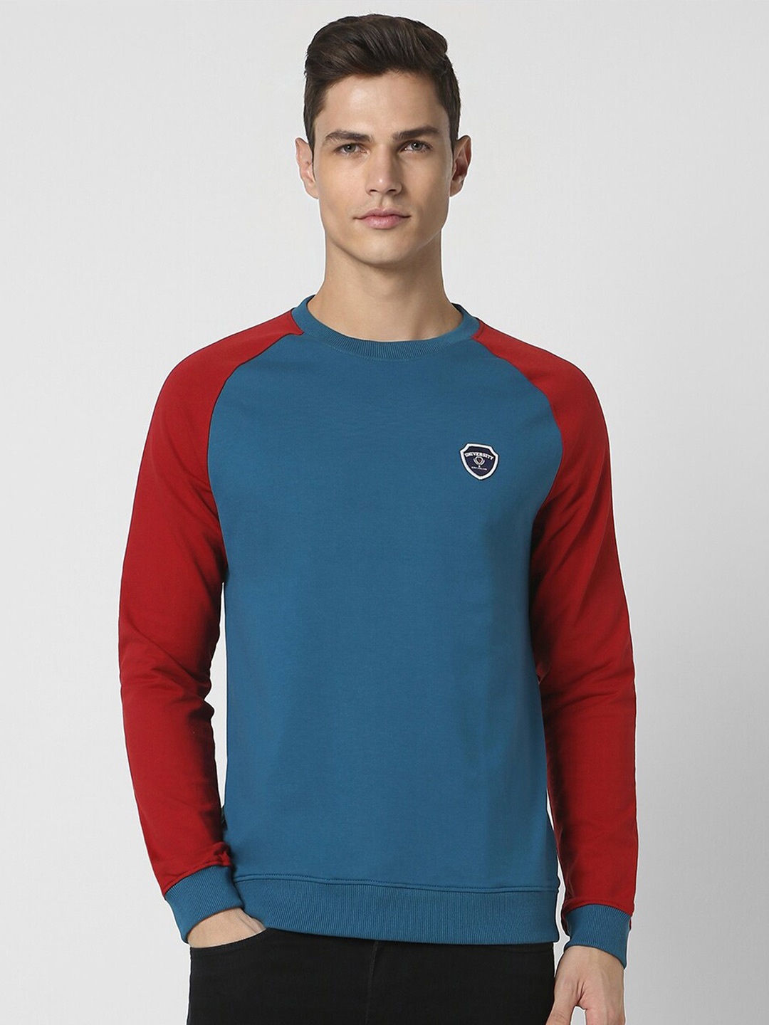 

PETER ENGLAND UNIVERSITY Colourblocked Pullover Sweatshirt, Blue
