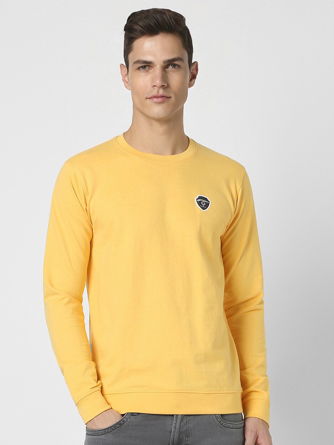 

PETER ENGLAND UNIVERSITY Round Neck Pullover Sweatshirt, Yellow