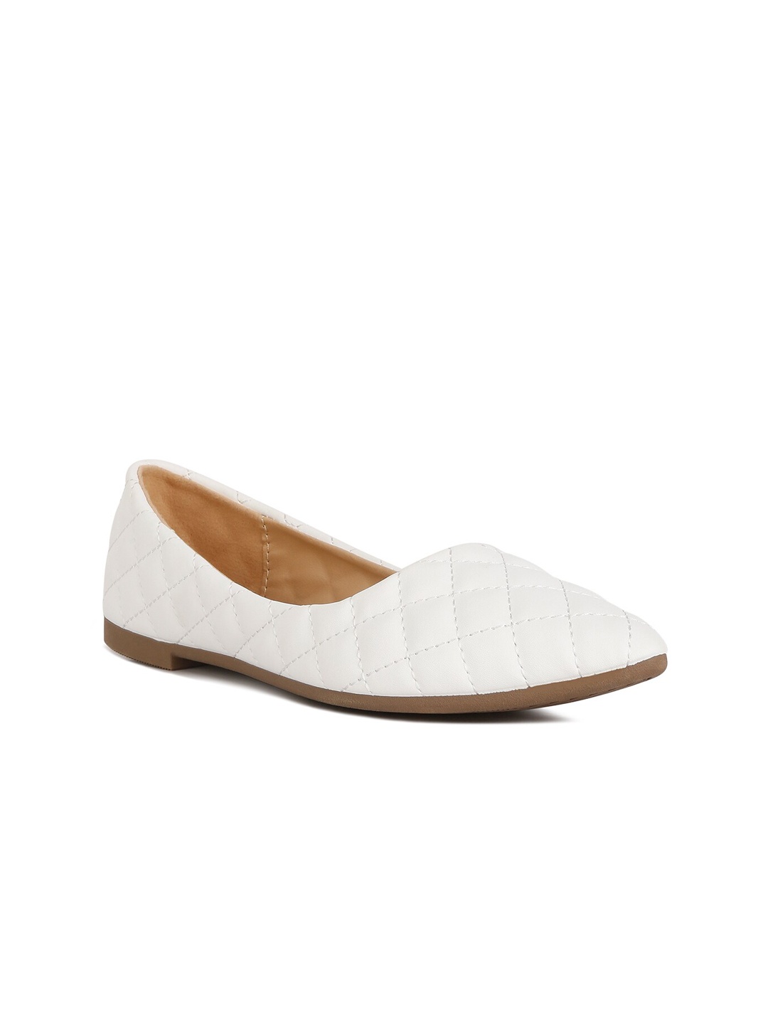 

London Rag Quilted Detail Ballerinas, White