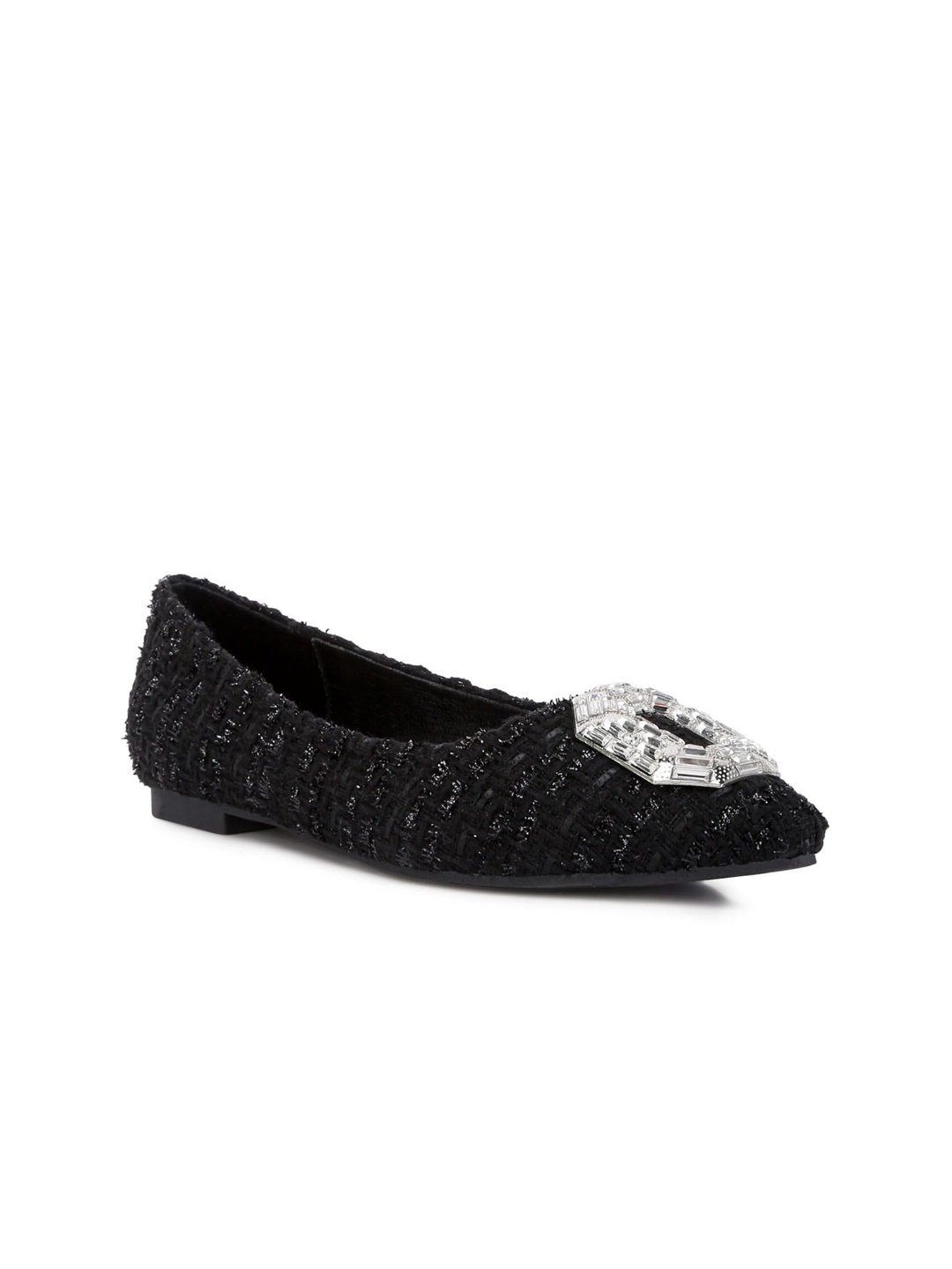 

London Rag Jewel Buckle Party Embellished Ballerinas, Black