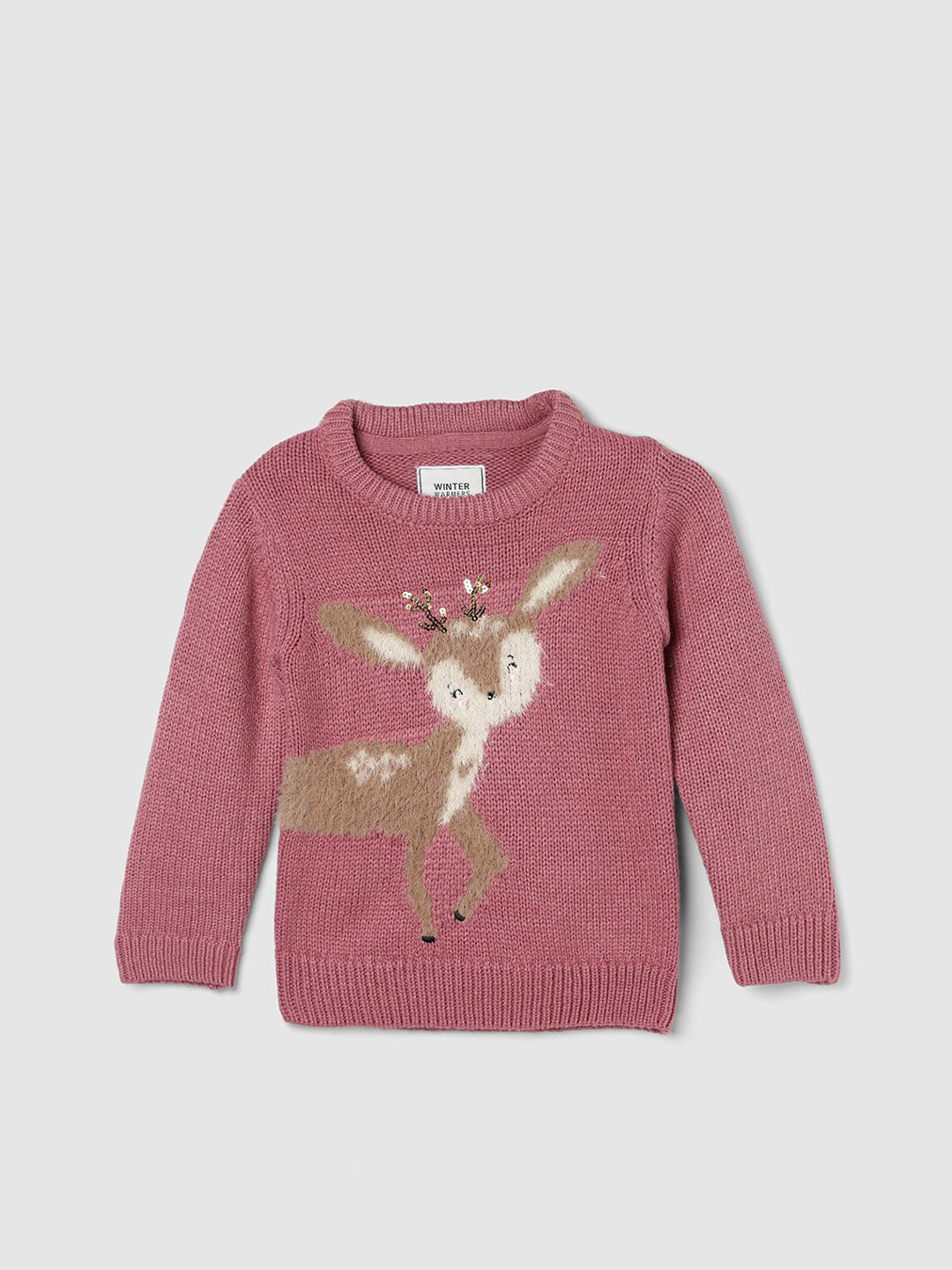 

max Girls Embellished Detail Acrylic Pullover, Pink