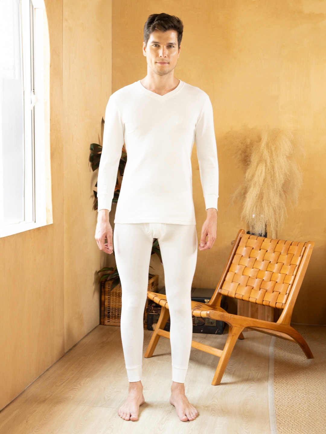 

ONN Ribbed Pure Cotton Thermal Set, White