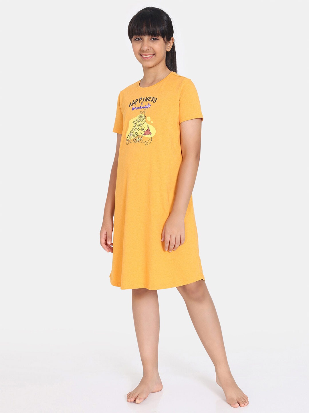 

Rosaline by Zivame Girls Winnie-the-Pooh Printed Nightdress, Yellow