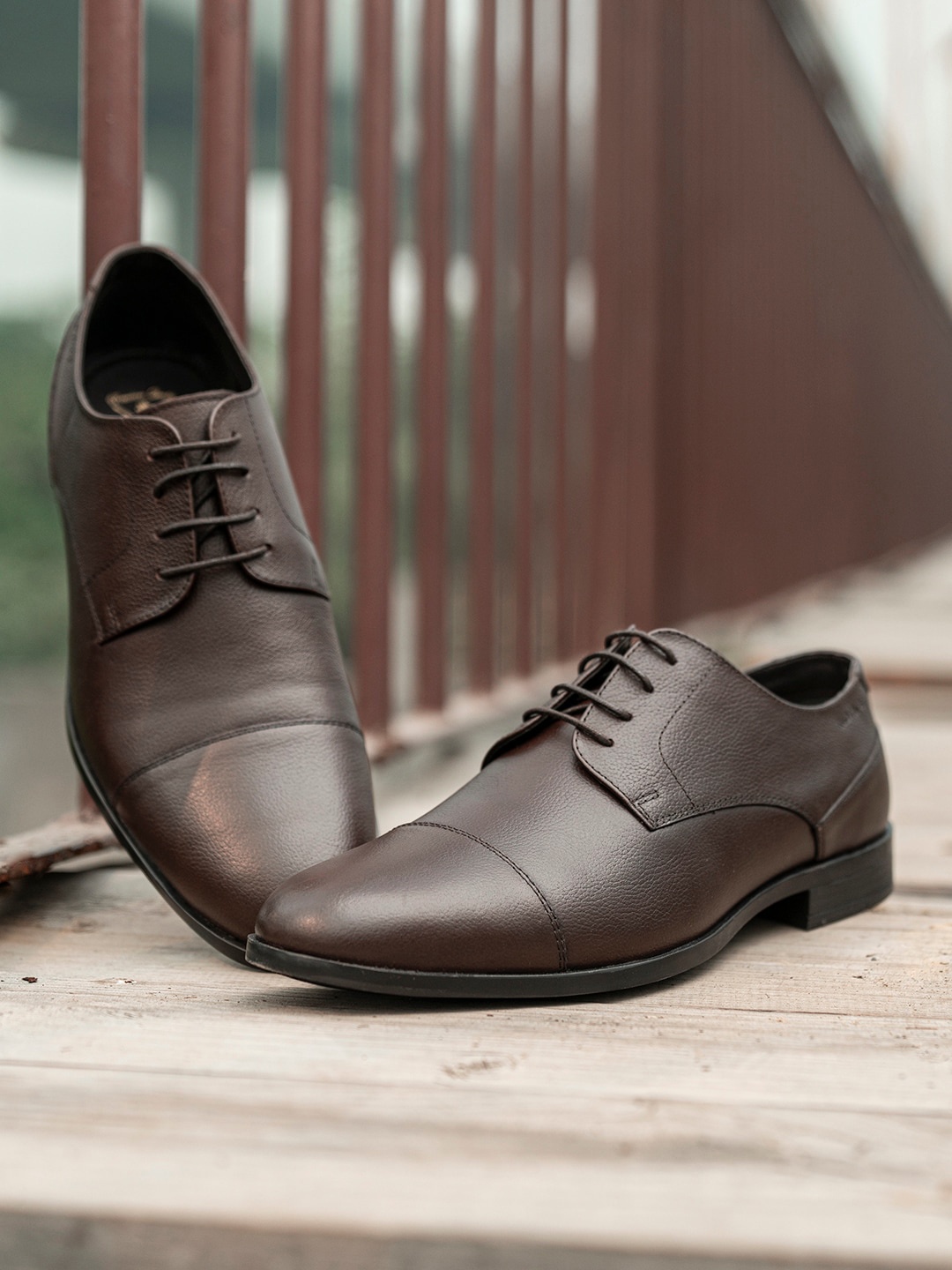 

Red Tape Men Textured Leather Formal Derbys, Brown