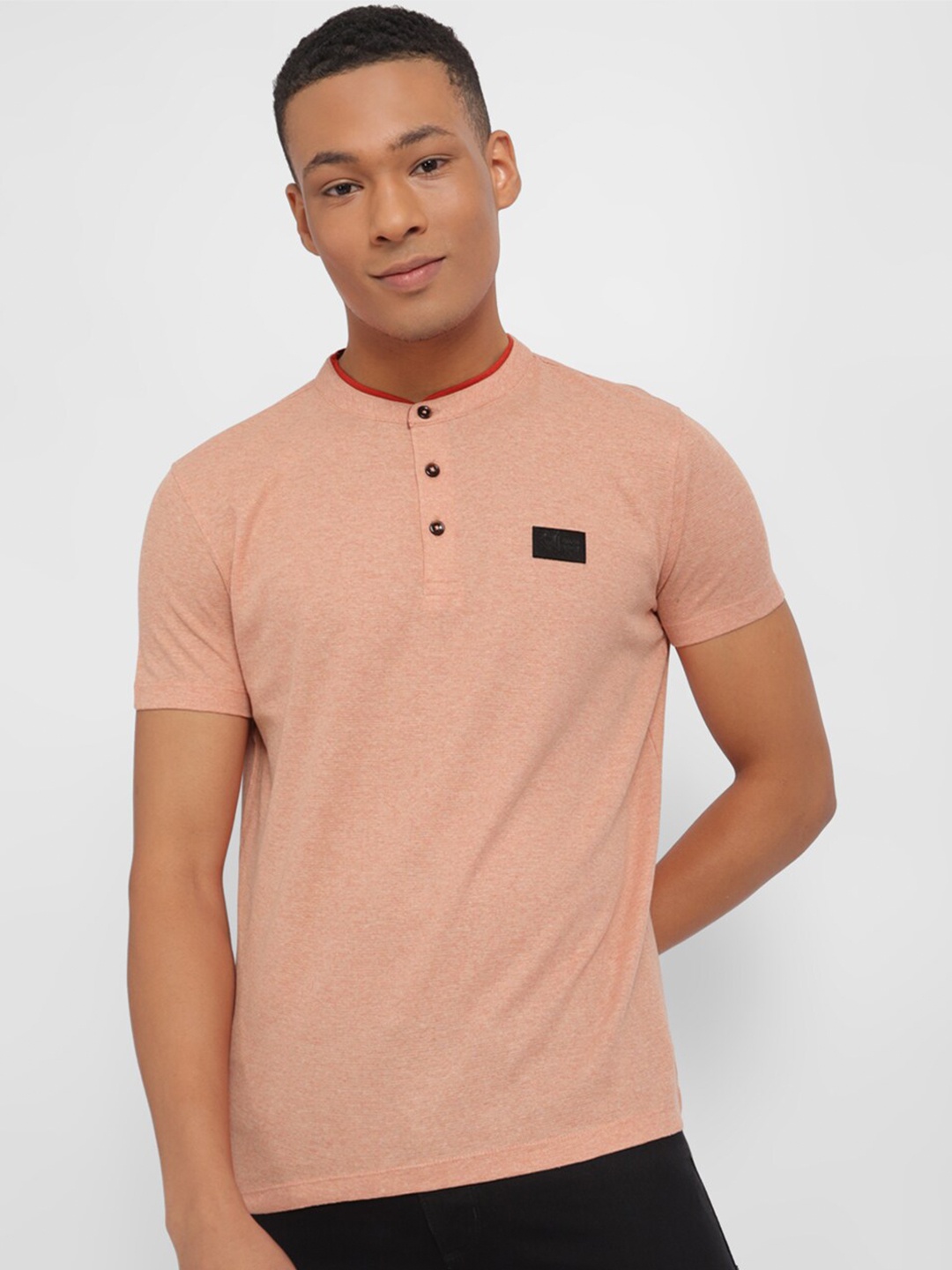 

Allen Solly Henley Neck Slim Fit Cotton T-shirt, Peach