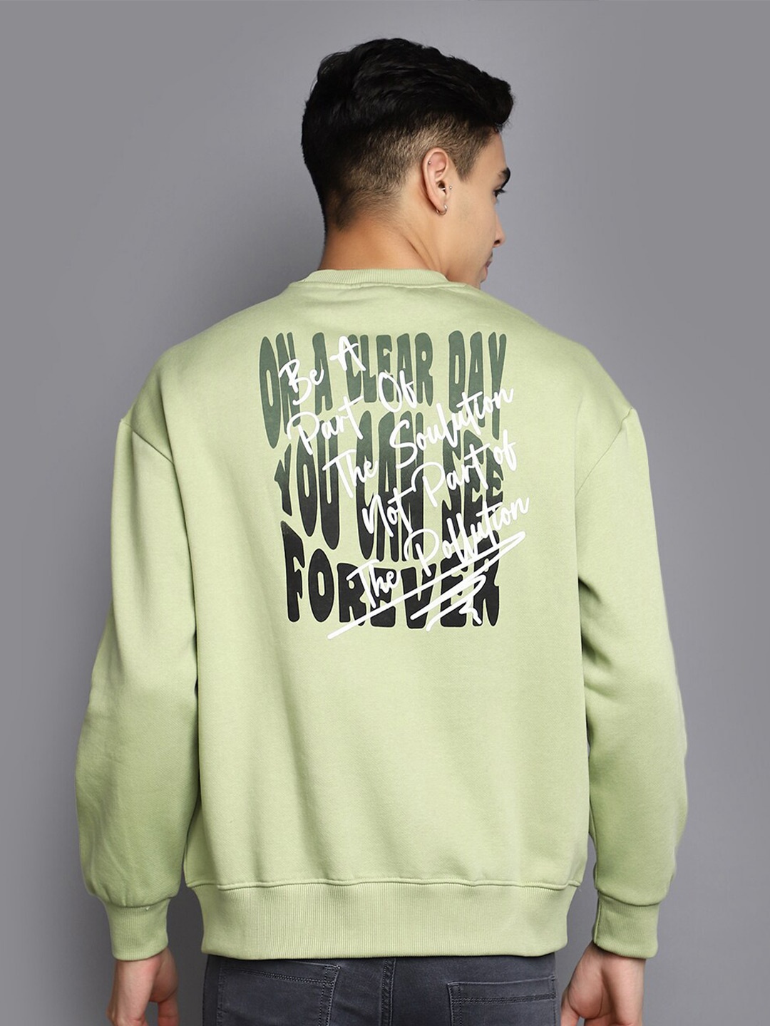 

V-Mart Typography Printed Long Sleeves Cotton Sweatshirt, Green