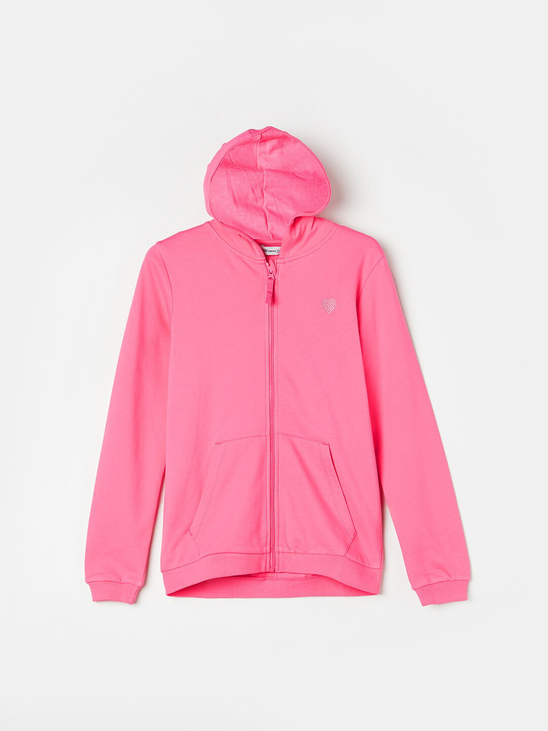 

Fame Forever by Lifestyle Girls Hooded Pure Cotton Front Open Sweatshirt, Pink