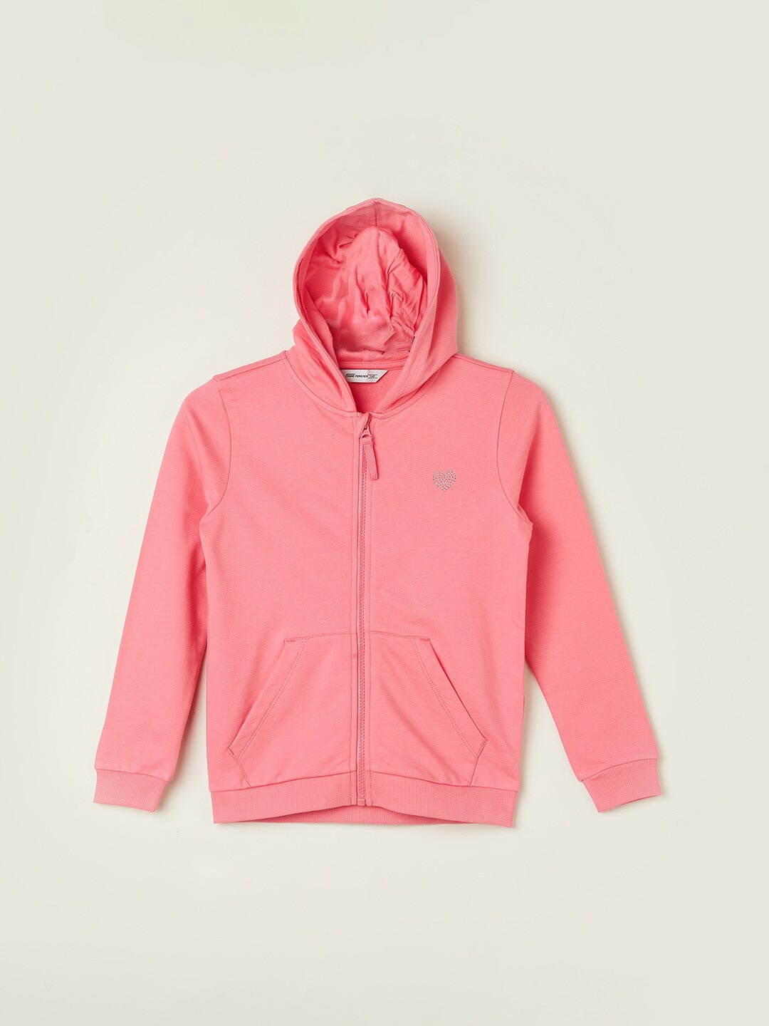 

Fame Forever by Lifestyle Girls Hooded Pure Cotton Front Open Sweatshirt, Pink