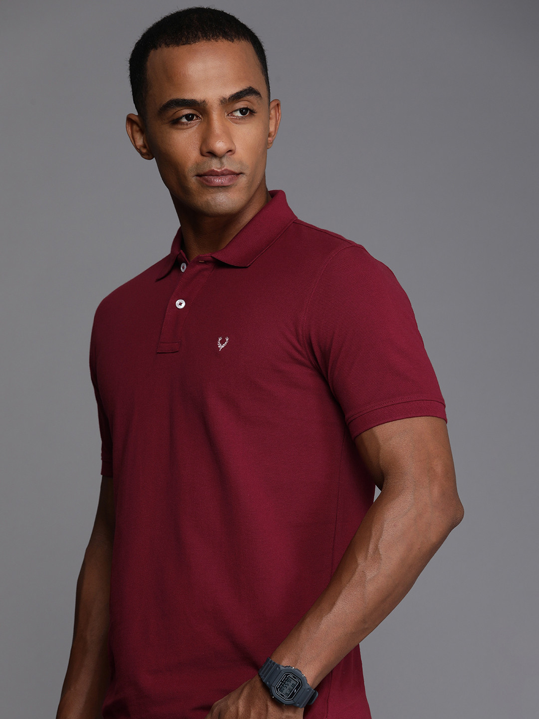 

Allen Solly Solid Polo Collar Pure Cotton T-shirt, Maroon