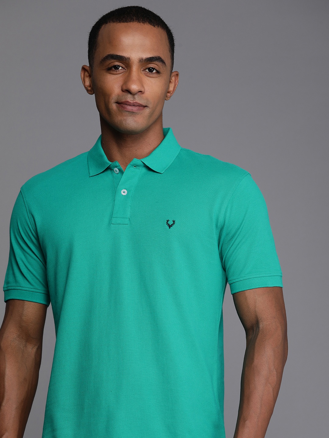 

Allen Solly Solid Polo Collar Pure Cotton T-shirt, Green