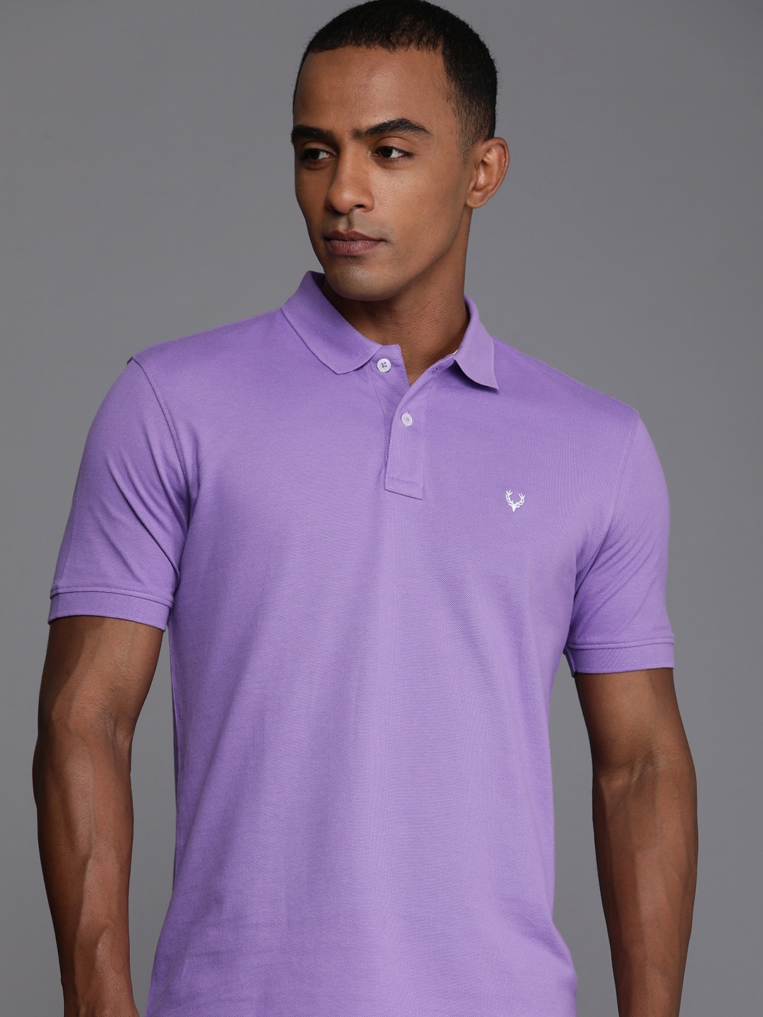 

Allen Solly Pure Cotton T-shirt with Polo Collar, Purple