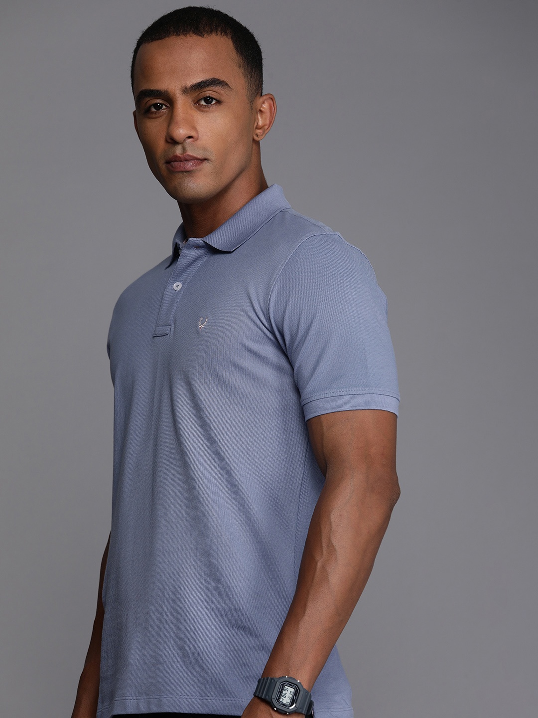 

Allen Solly Solid Polo Collar Pure Cotton T-shirt, Blue