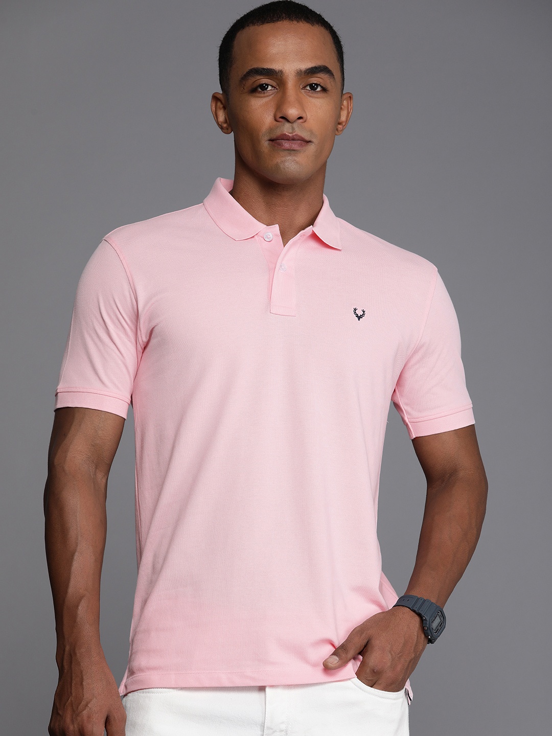 

Allen Solly Pure Cotton T-shirt with Polo Collar, Pink