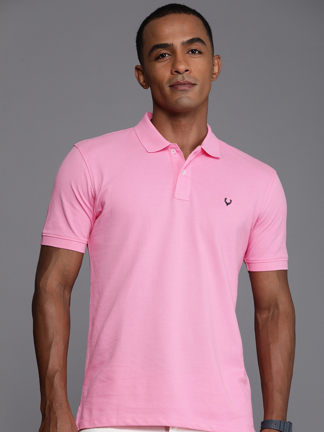 

Allen Solly Pure Cotton T-shirt with Polo Collar, Pink