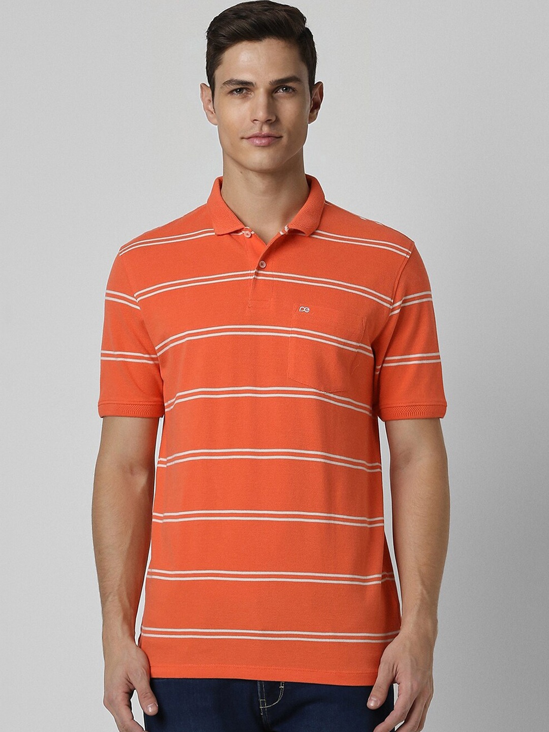 

Peter England Striped Polo Collar T-Shirt, Orange