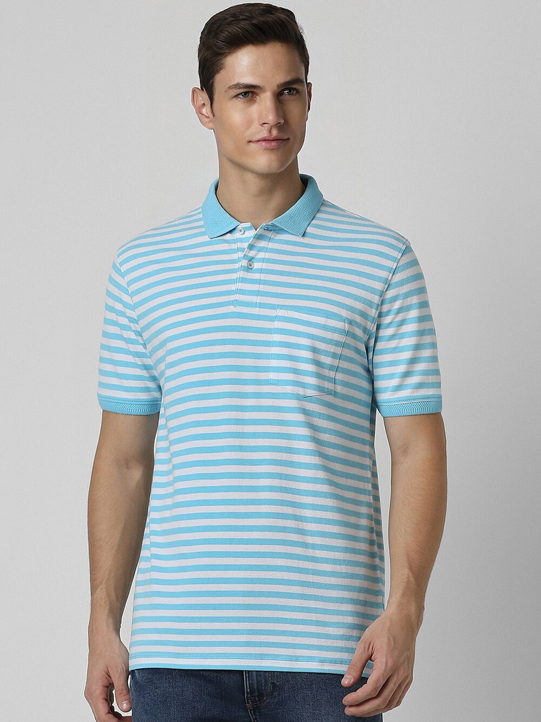 

Peter England Striped Polo Collar T-shirt, Blue