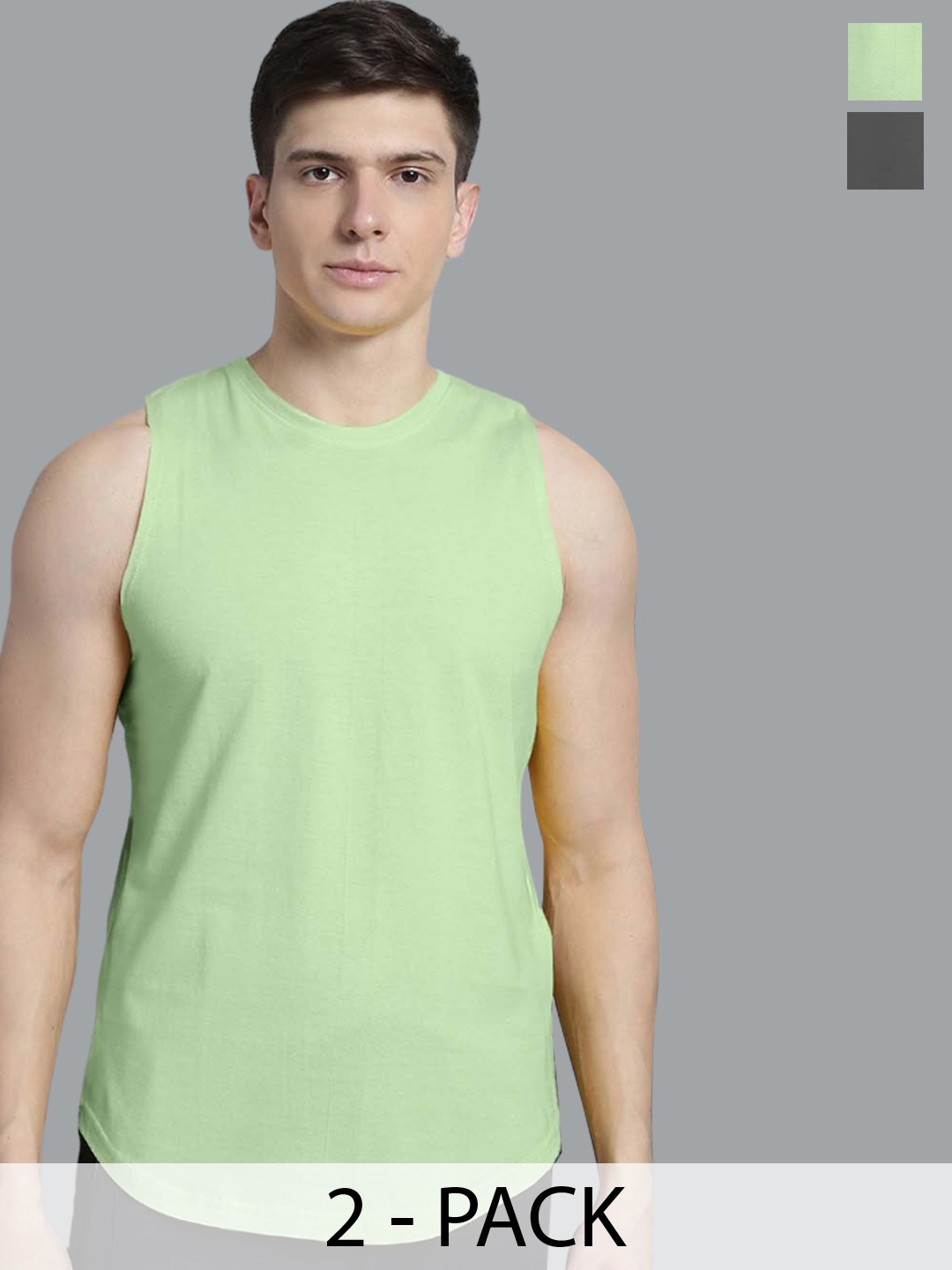 

FBAR Pack Of 2 Bio Wash Pure Cotton Innerwear Gym Vests, Sea green