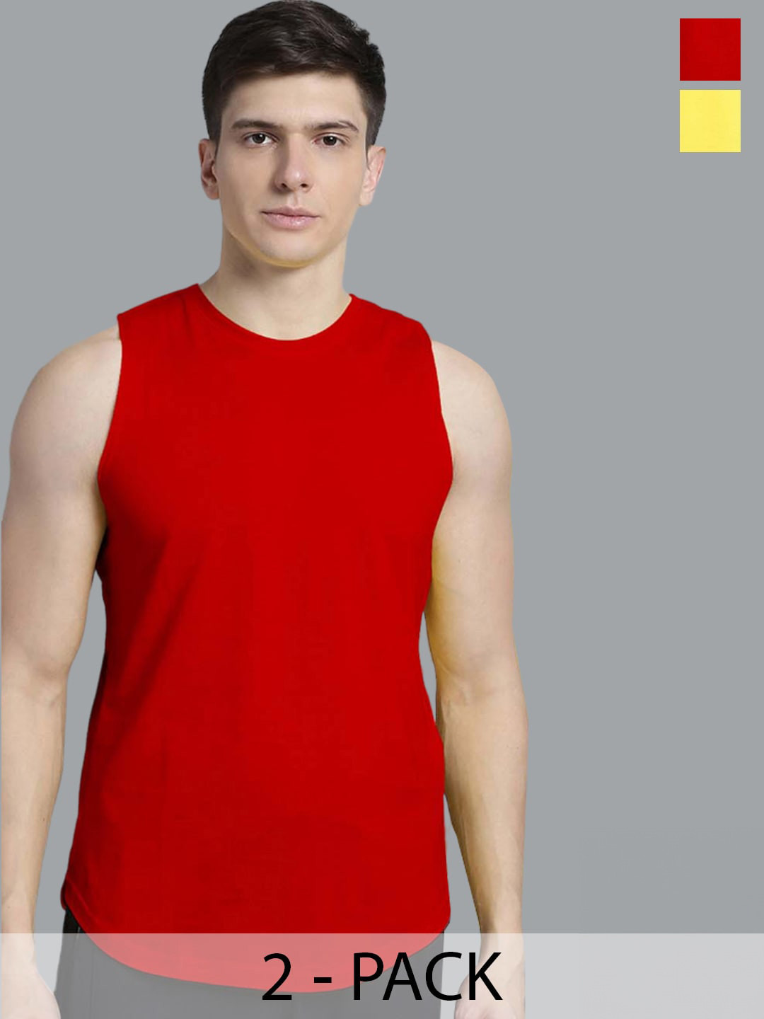 

FBAR Pack Of 2 Bio Wash Pure Cotton Innerwear Vests FB-AE-03-06-S, Red