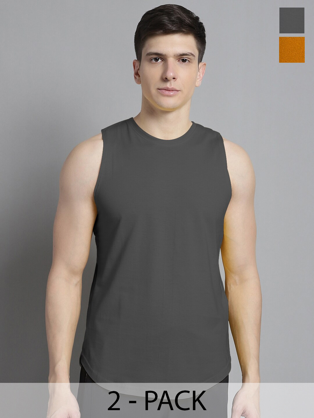 

FBAR Pack of 2 Pure Cotton Innerwear Vests FB-AE-26-41-S, Grey