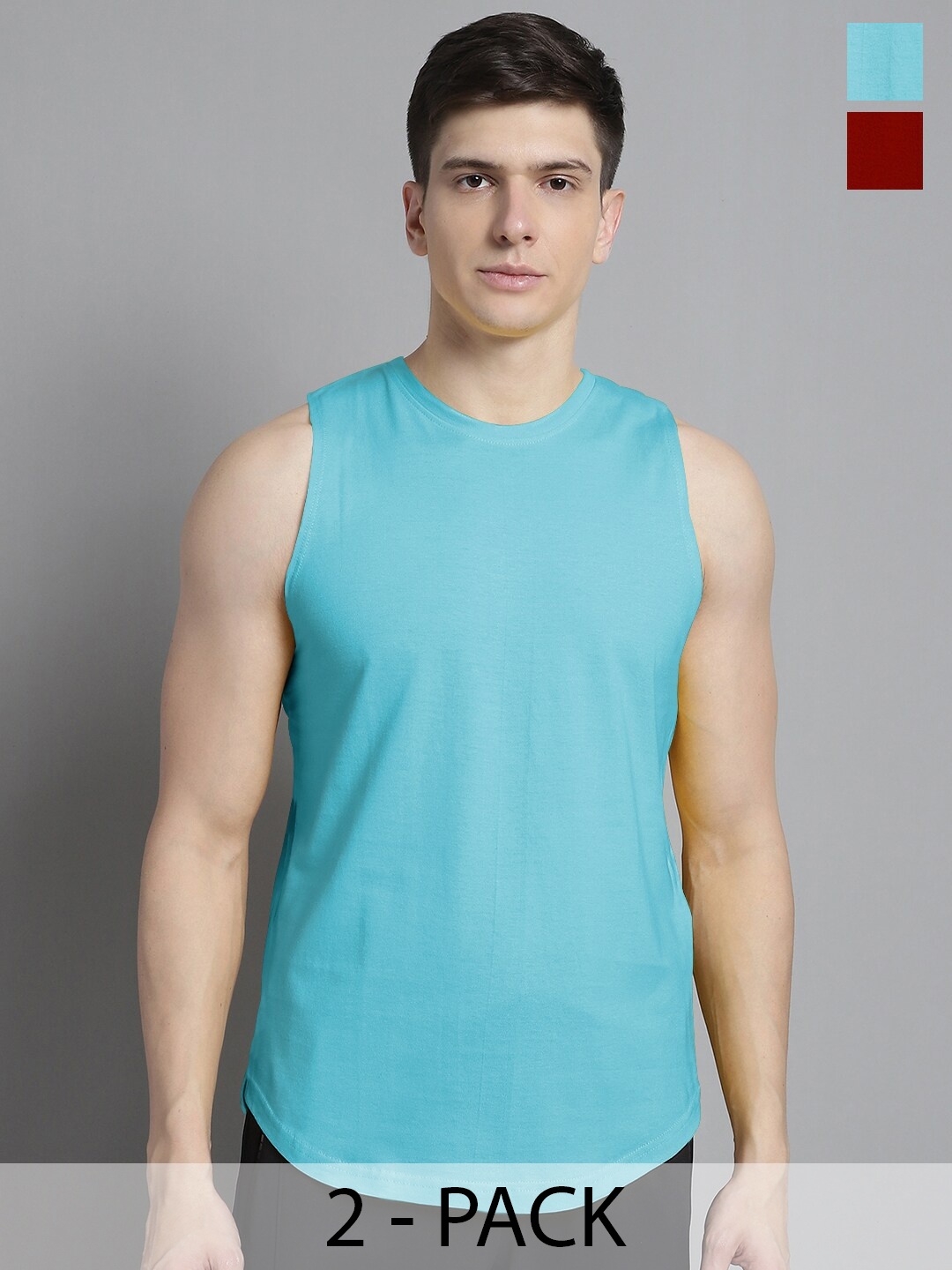 

FBAR Pack of 2 Bio-Wash Pure Cotton Innerwear Vests FB-AE-14-20-S, Maroon