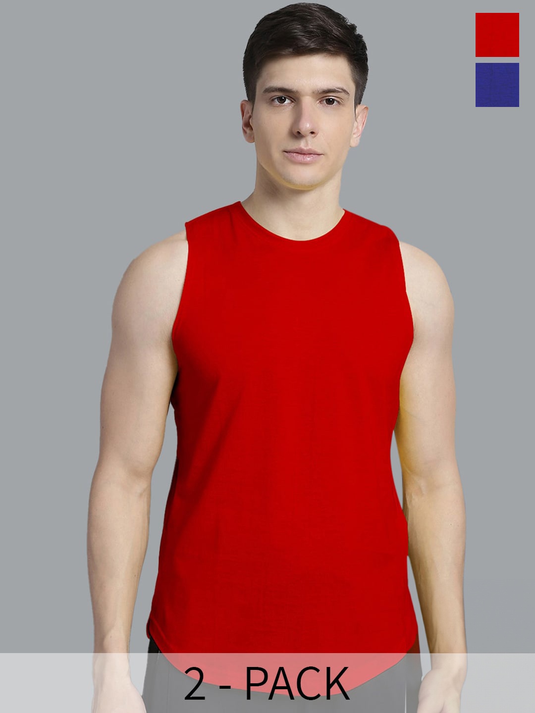 

FBAR Pack of 2 Bio-Wash Pure Cotton Innerwear Vests FB-AE-03-05-S, Red