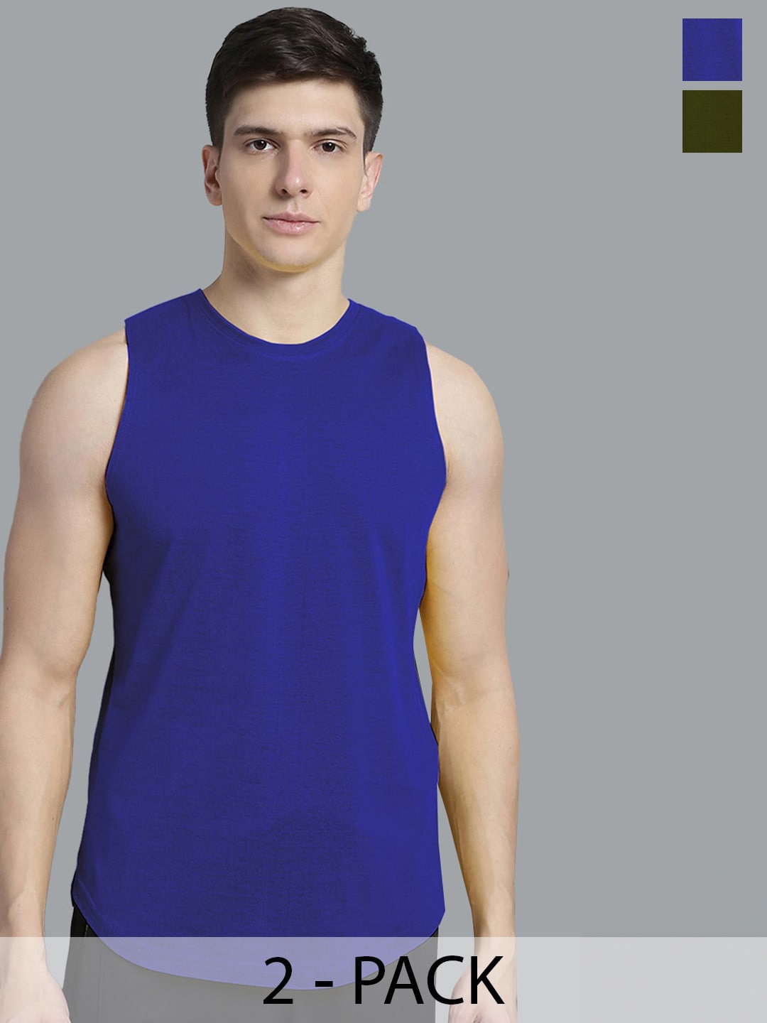 

FBAR Pack Of 2 Pure Cotton Sleeveless Gym Innerwear Vest FB-AE-05-34-S, Blue