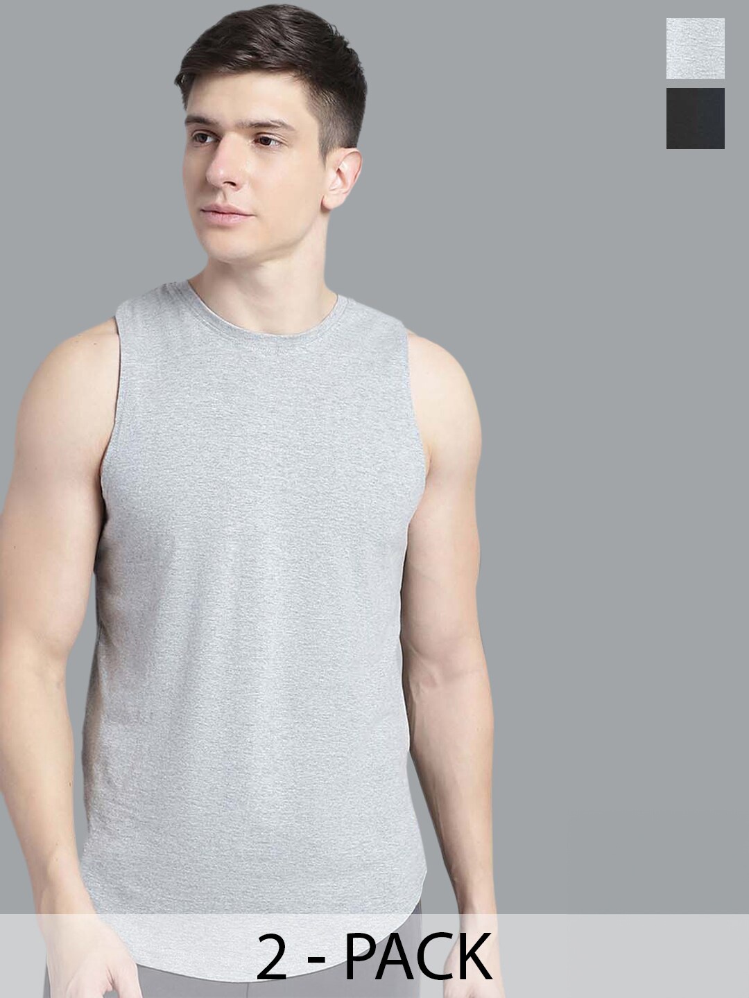 

FBAR Pack Of 2 Bio Wash Pure Cotton Innerwear Gym Vest, Grey