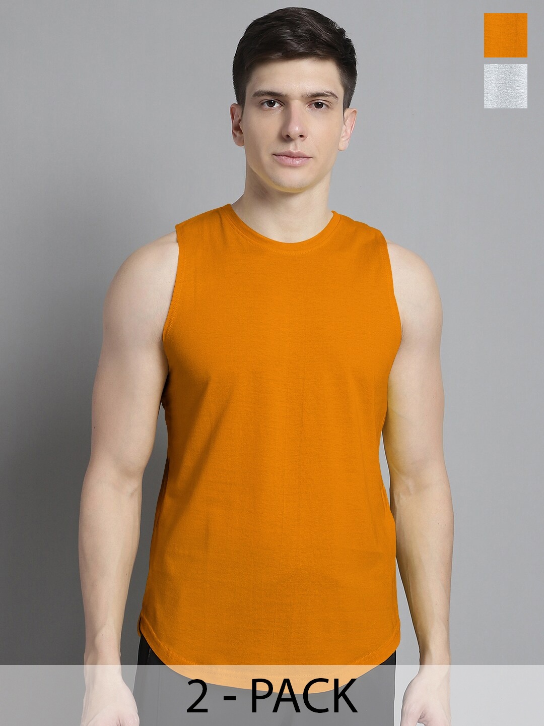 

FBAR Pack Of 2 Bio Wash Pure Cotton Gym Vest, Mustard