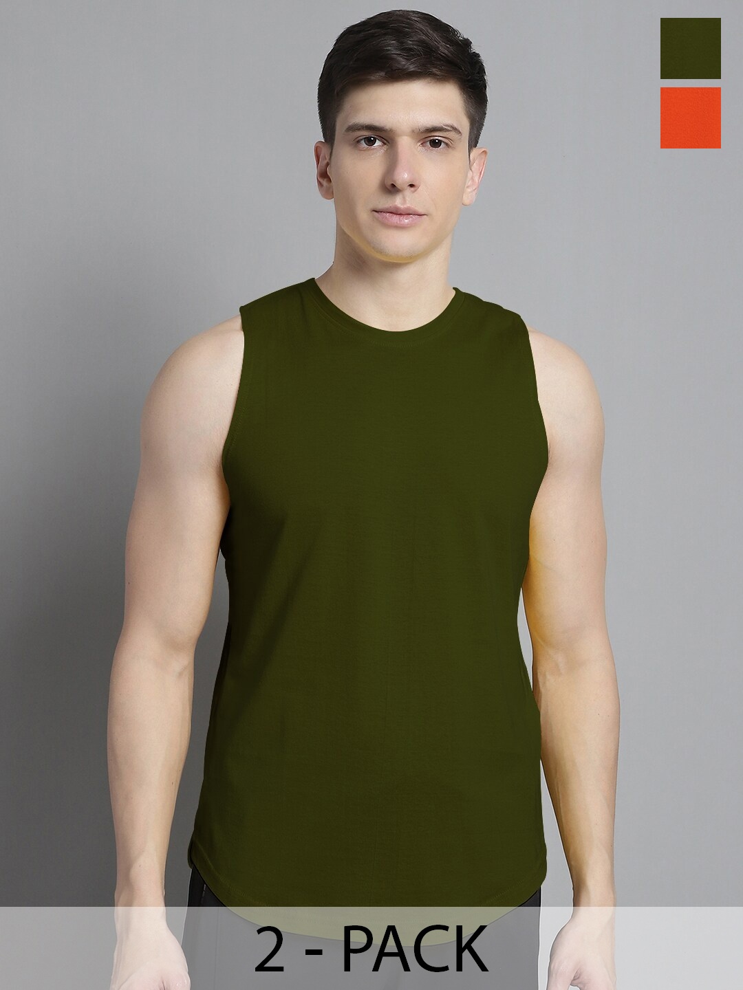 

FBAR Pack of 2 Pure Cotton Bio Wash Innerwear Vests, Orange