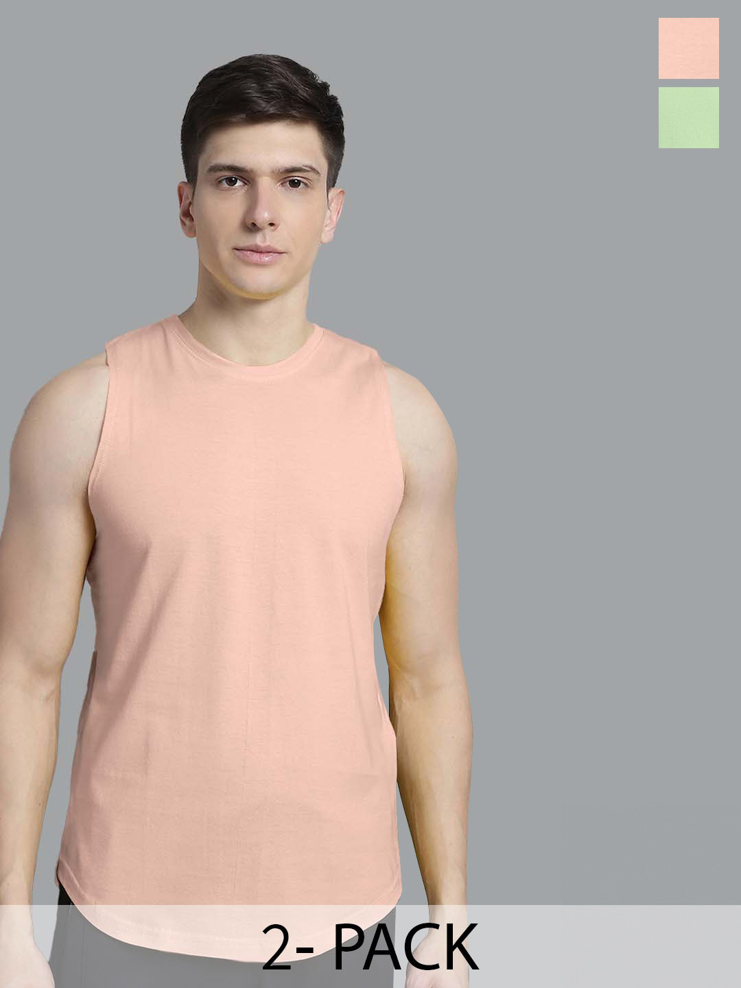 

FBAR Pack Of 2 Pure Cotton Bio-Wash Innerwear Vests FB-AE-32-33-S, Coral