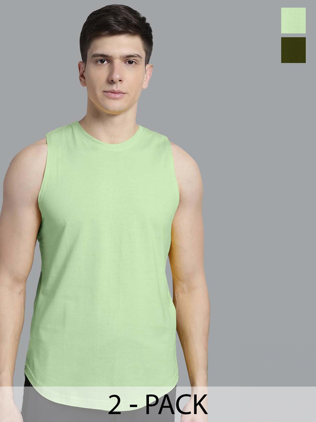 

FBAR Pack Of 2 Pure Cotton Gym Vest, Sea green