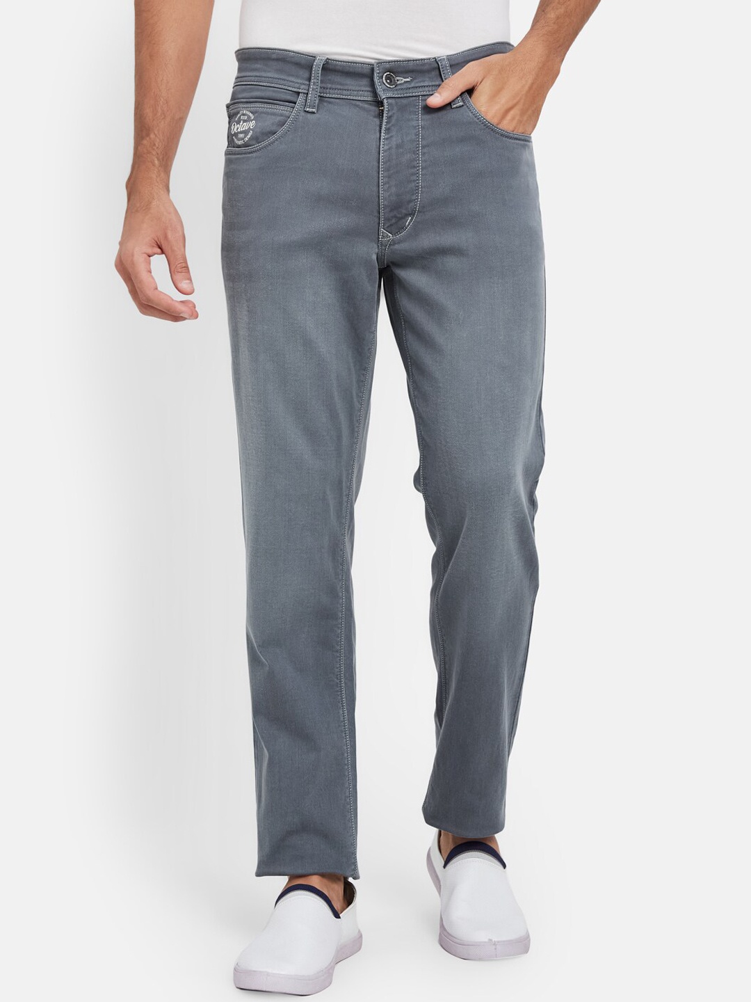 

Octave Men Mid-Rise Medium Shade Cotton Clean Look Jeans, Grey