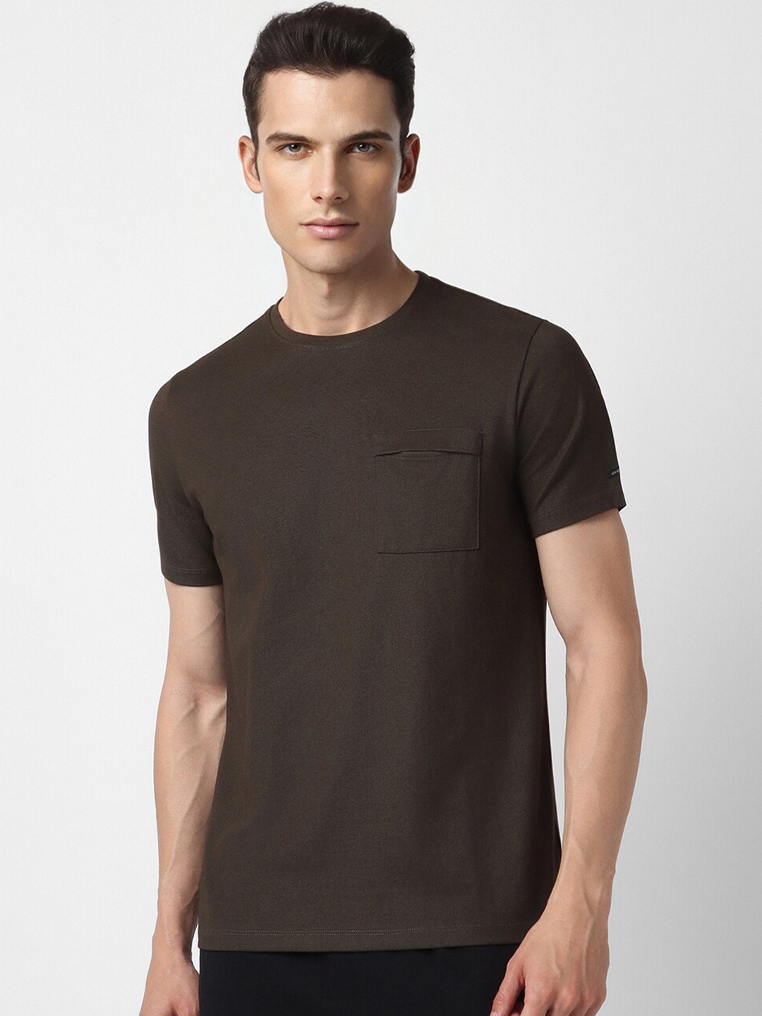 

Van Heusen Flex Round Neck Slim Fit T-shirt, Brown