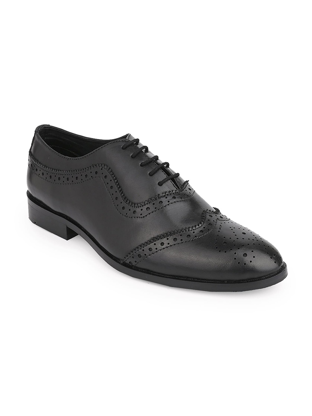

LA BOTTE Men Textured Leather Formal Brogues, Black
